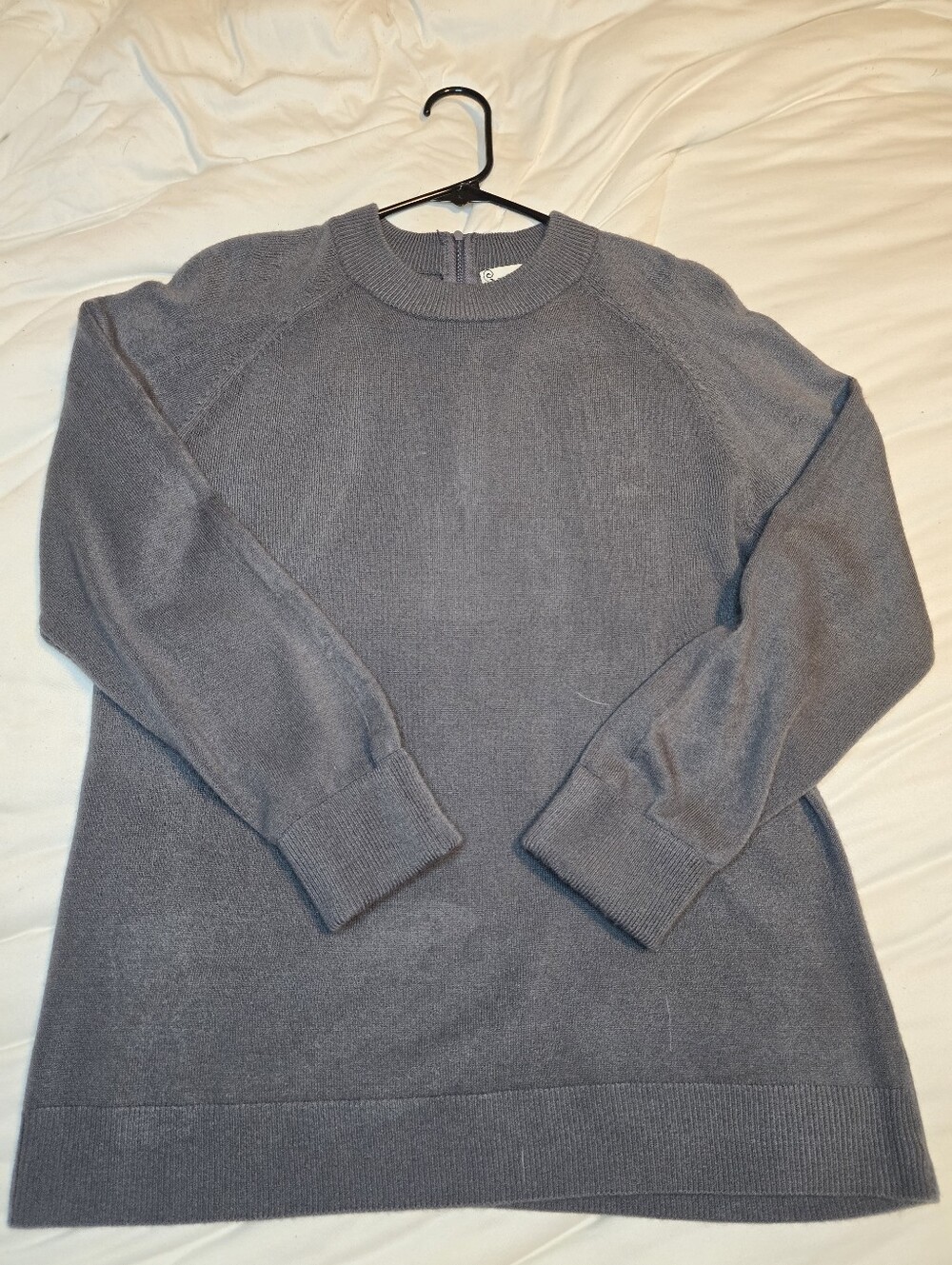 Nouveaux Vintage Gray Mock Neck Zip-Back Sweater Size L Acrylic Knit